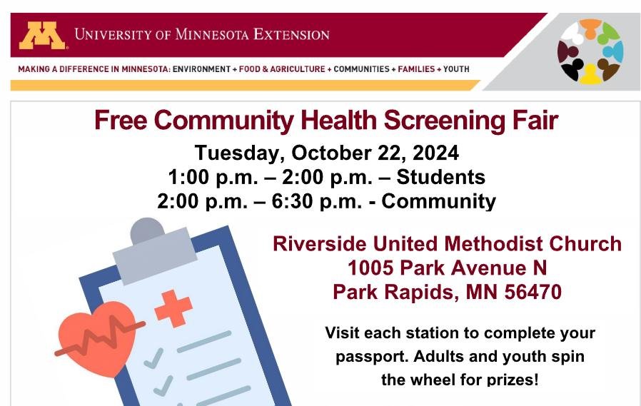 Community Health Screening Fair October 22, 2024 1pm -6:30pm