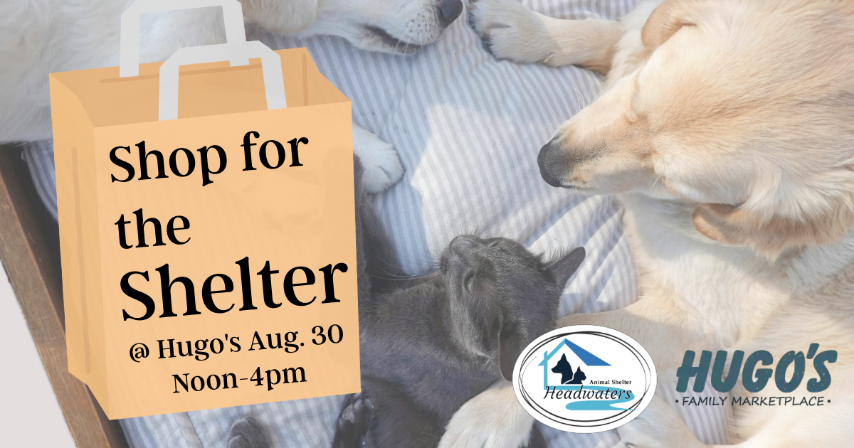 Shop for the Shelter at Hugo's Aug. 30 from noon- 4pm